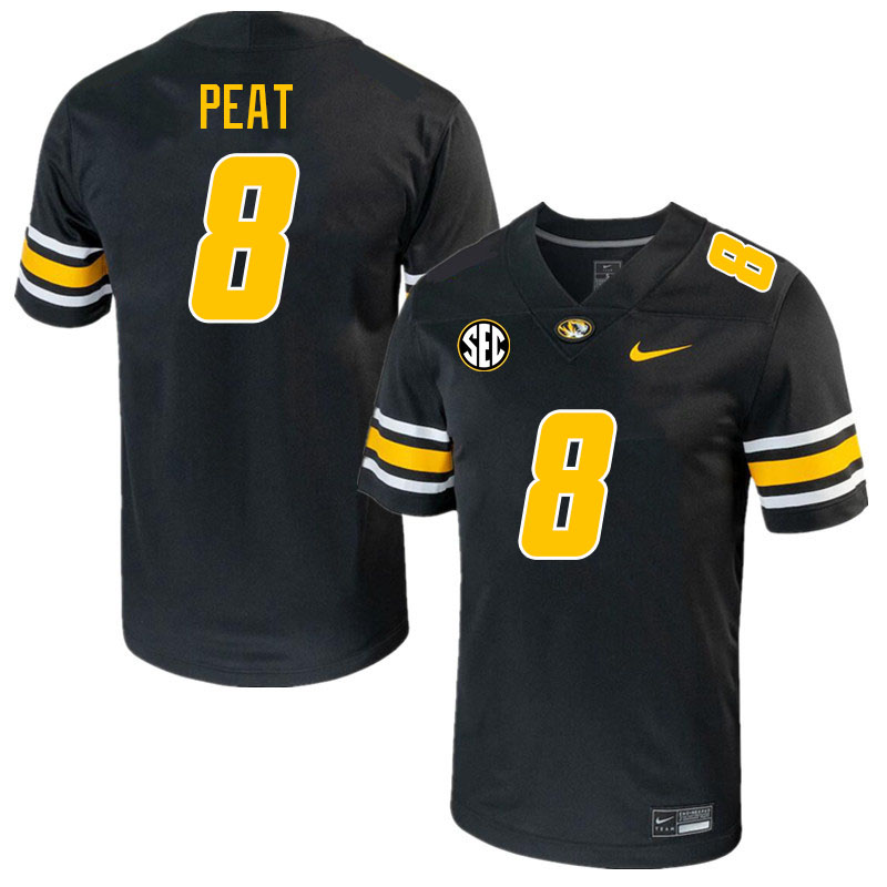 Men #8 Nathaniel Peat Missouri Tigers College 2023 Football Stitched Jerseys Sale-Black